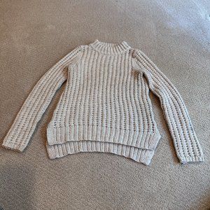 Field Flower Anthropologie Sweater Boho Chunky Crewneck Open Knit Oatmeal XS